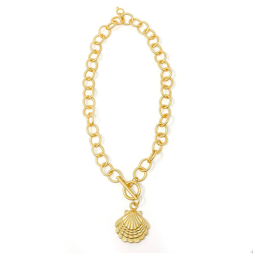 Heirloom Circle Loop Necklace with Matte Gold Shell