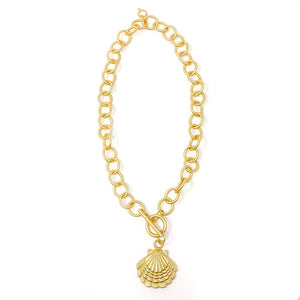 Heirloom Circle Loop Necklace with Matte Gold Shell