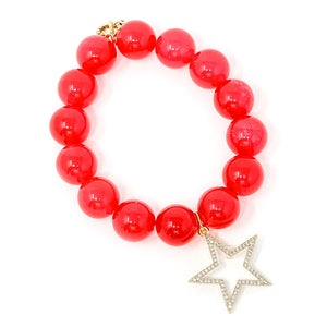 Cherry Jade with Pave Surround Open Cut Star
