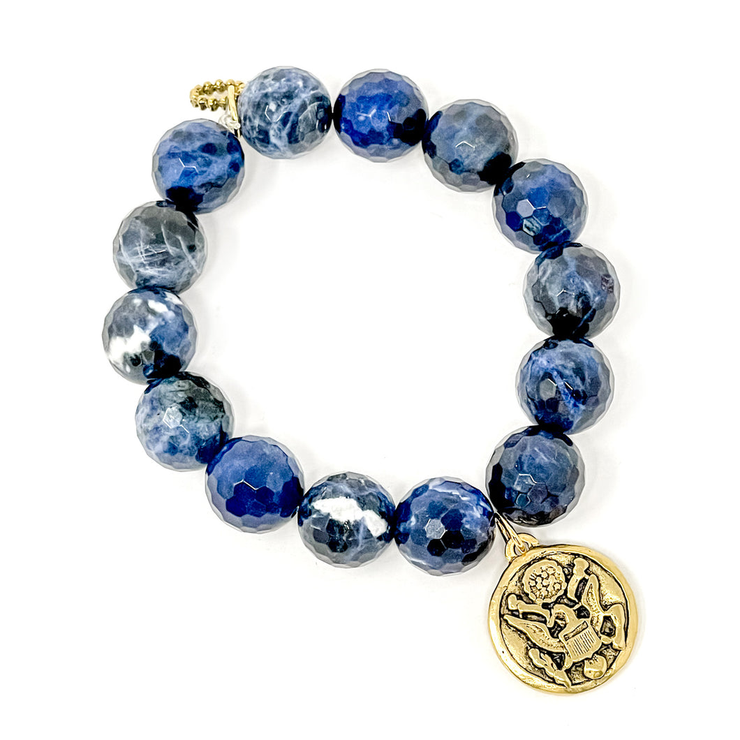 Faceted Dumortierite with Private Collection Patriot medal