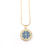 18" Gold Beaded Station Chain with Aqua Blue St. Benedict