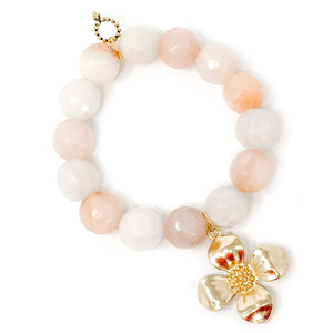 Faceted Pink Aventurine with Matte Gold Dogwood