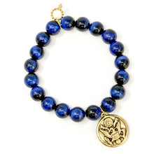 10mm Midnight Tiger Eye with Gold Patriot Medal