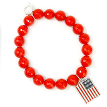 10mm Faceted Cardinal Agate with American Flag