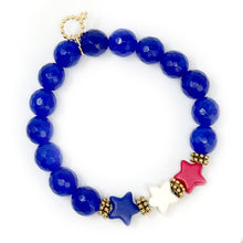 10mm Faceted First Mate Agate with 3 Stars of Patriotism