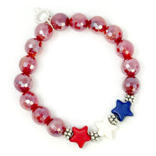 10mm Faceted Iridescent Sugar Plum Agate with 3 Stars of Patriotism