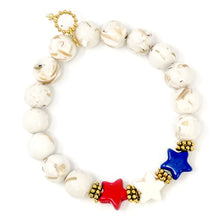 10mm Cream Mosaic Agate with 3 Stars of Patriotism