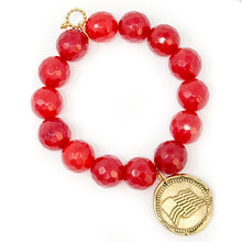 Faceted Ruby Jade with Gold Flag