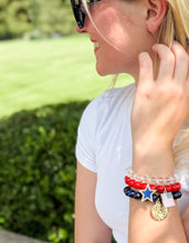 10mm Faceted Cardinal Agate with American Flag