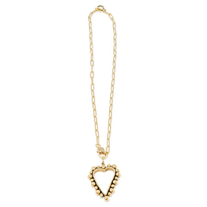 18" Matte Paperclip Necklace with Gold Dotted Heart