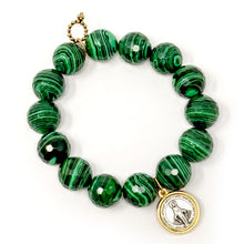 Faceted Malachite Agate with Petite Two Toned Blessed Mother