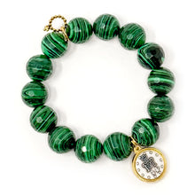 Faceted Malachite Agate with Petite Two Toned Blessed Mother