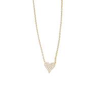 16" Petite Small Gold Pave Heart Necklace with 2" extender