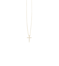16" Petite Gold Pave Classic Cross Necklace - 2" Extender