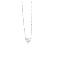 16" Petite Small Silver Pave Heart Necklace with 2" extender
