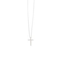 16" Petite Silver Pave Classic Cross Necklace - 2" Extender