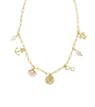 18" Matte Gold Paperclip Charms of Summer Necklace