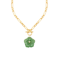 Heirloom Modern Paperclip Necklace with Aventurine Bloom