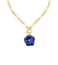 Heirloom Modern Paperclip Necklace with Lapis Bloom