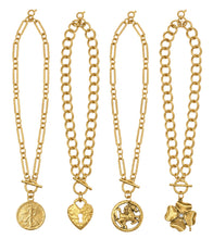 Heirloom Circle Loop Necklace with Gold Crystal Clover
