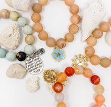 Champagne Druzy Agate with Turquoise Pave Flower