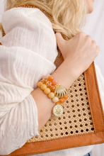 Faceted Bermuda Agate with Gold Sacred Heart and St. Therese