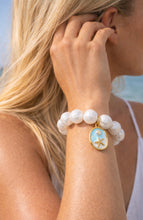 Faceted White Mother of Pearl with Ocean Blue