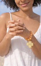 Gold Iridescent Quartz with Large Matte Gold Cross