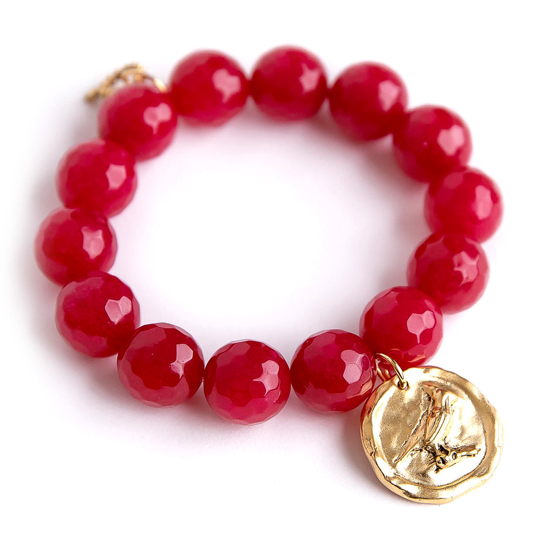 Faceted Ruby Red Jade paired with an exclusively cast Cardinal from Jen's Private Collection