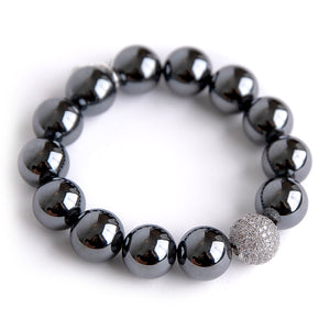 Gunmetal Hematite paired with a silver micropave
