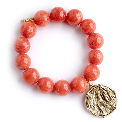 Terracotta Agate paired with a private collection bezeled Lourdes medal