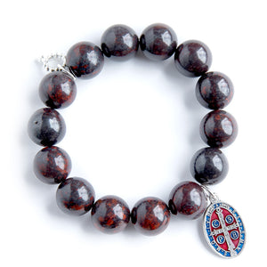 Oxblood Jasper paired with an enameled Saint Benedict