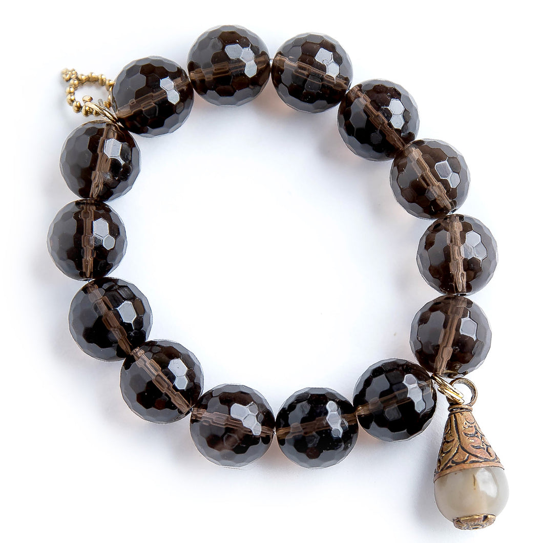 Faceted Smokey Quartz paired with a gemstone droplet