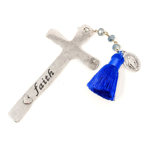 Rustic Silver Bookmark with Royal Blue Tassel