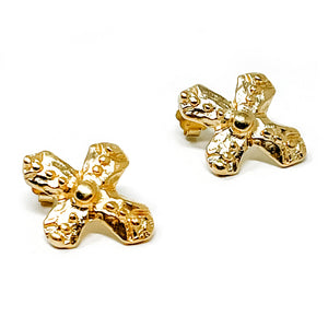Beaded Cross brushed gold PowerBlessings earrings