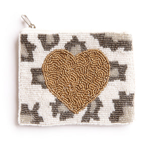 Heart of Gold Beaded Coin Purse
