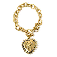 Twisted Chain Toggle Bracelet featuring Jen's Gold Mary Heart