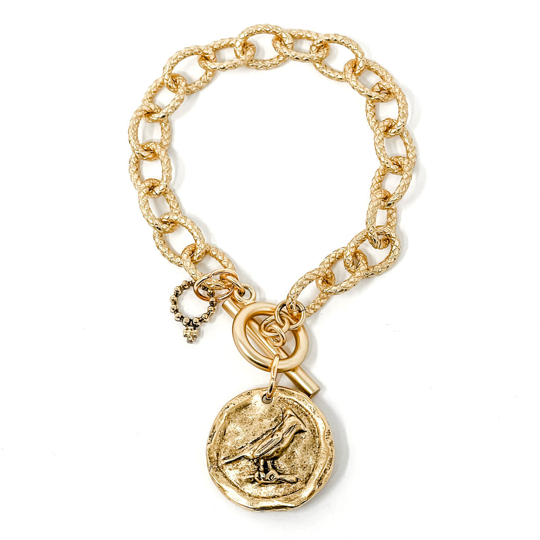 Twisted Chain Toggle Bracelet featuring Jen's Personal Cardinal