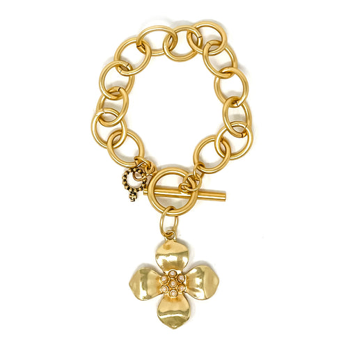 Circle Loop Toggle Bracelet featuring a Pearl Center Dogwood