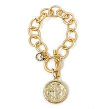 Circle Chain Toggle Bracelet featuring a Gold Serenity Prayer