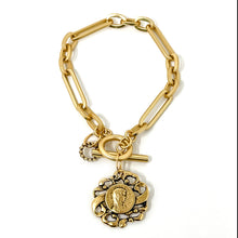 Modern Paperclip Toggle Bracelet featuring a Gold Frilly Mary