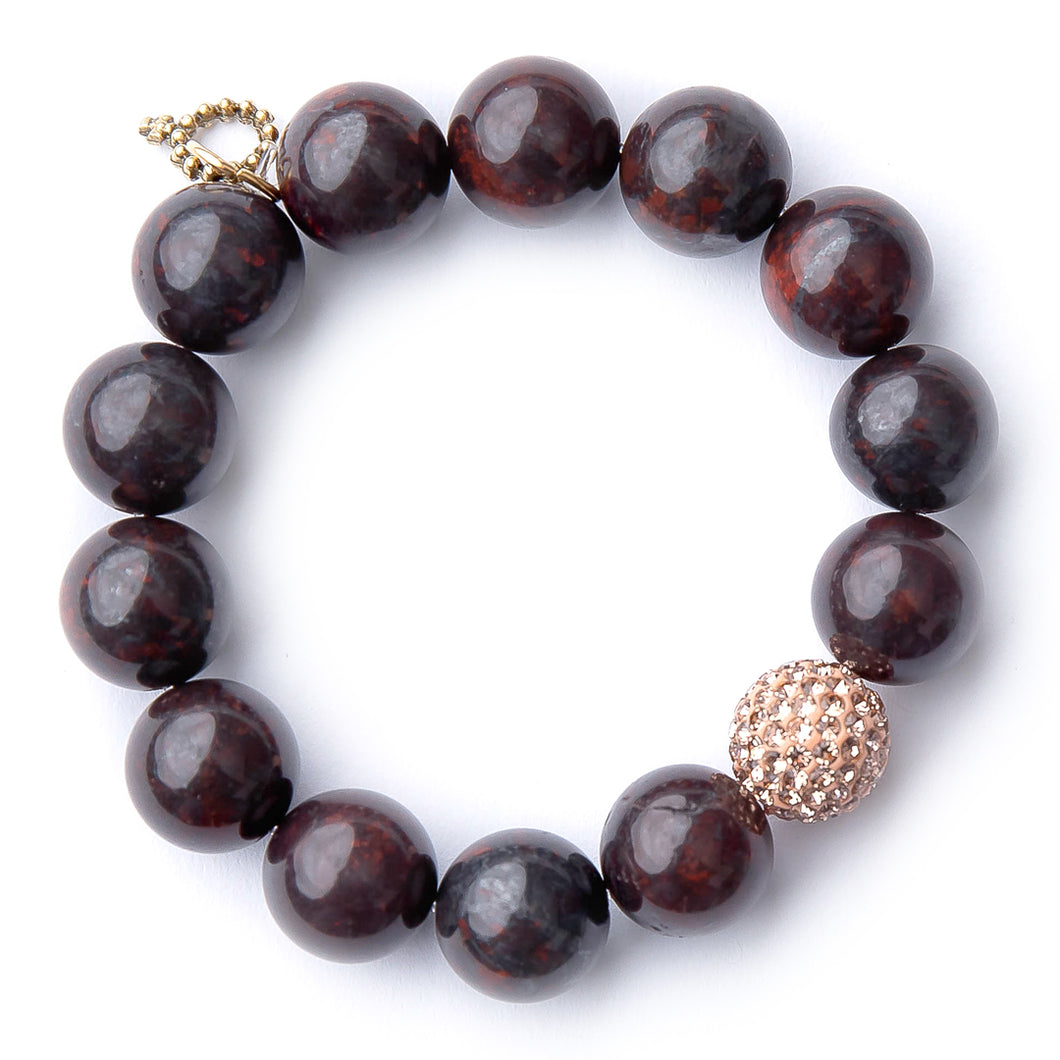 Oxblood jasper with a gold pave