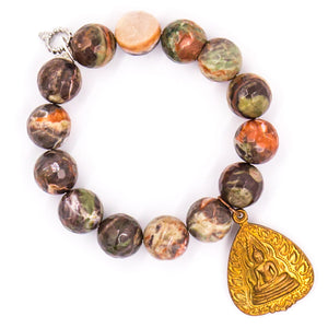 Rain forest agate with bronze Nepal medal