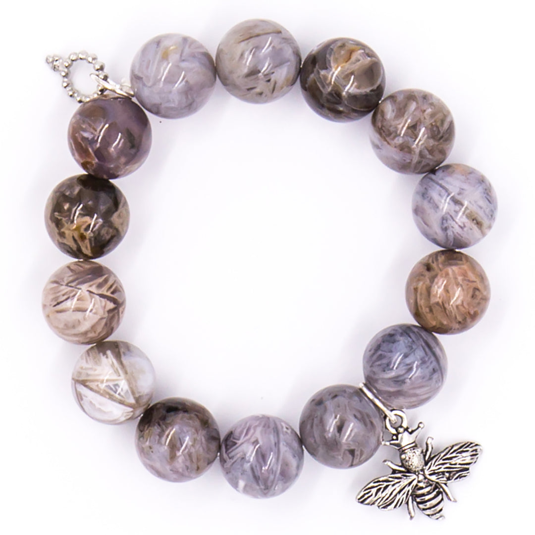 Cathedral Agate with silver queen bee