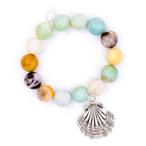 Amazonite with silver shell medal