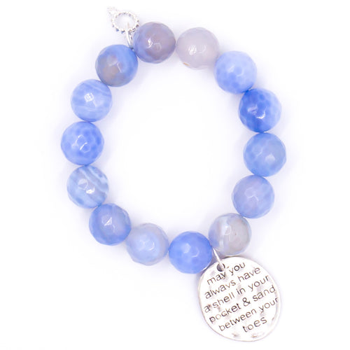 Faceted Periwinkle Agate with Sandy Toes medal