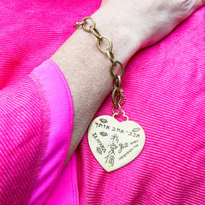 Gold Plated Artisan Chain with Toggle Clasp featuring Jen's Exclusive Love You in a Million Languages