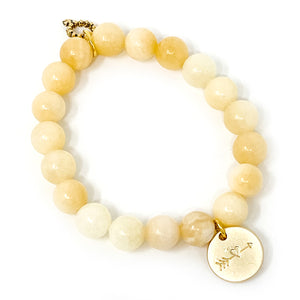 10mm Faceted Honeysuckle Agate with Matte Gold always with you medal