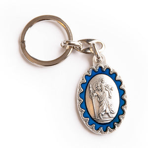 Stainless Steel and Enamel St. Christopher Protection Keychain