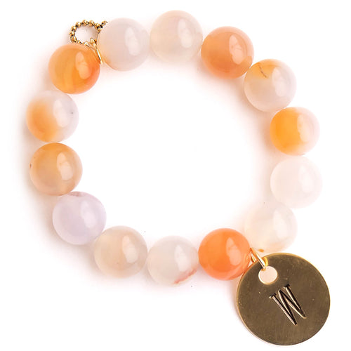 Bermuda agate paired with a brass hand stamped initial medal